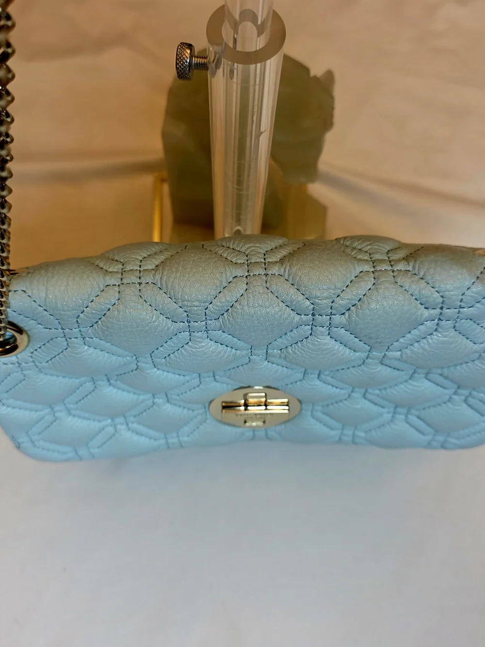 Kate Spade Blue Quilted Leather Chain Shoulder Bag Gold Turn Lock 2008-2012 Era